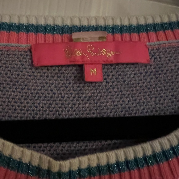 Lilly Pulitzer Ravello Blue Perfect Match Intarsia Vivie Sweater Medium M - Picture 4 of 4